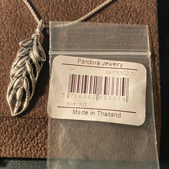 Sterling silver floating grain with CZ necklace 28 - Picture 1 of 7